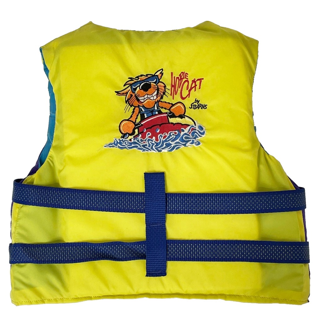 Hobie Cat by Sterns Life Jacket Youth Size 50 – 90 lbs Embroidered Yellow Purple